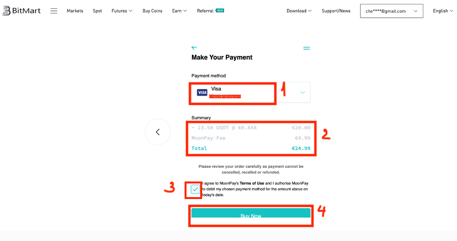 How to Buy Coins with MoonPay in BitMart