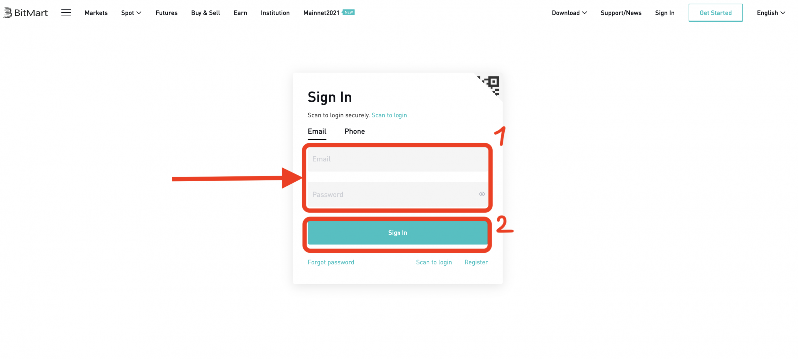 How to Register and Login account in BitMart