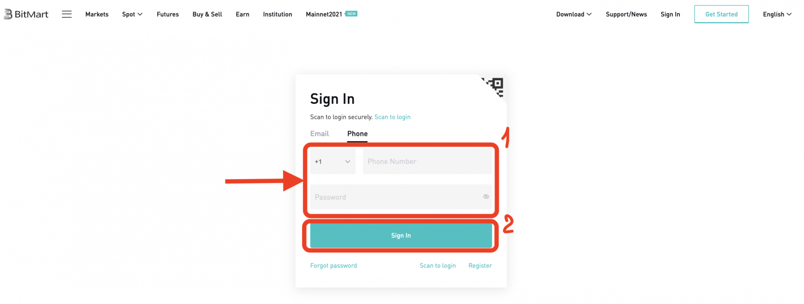 How to Register and Login account in BitMart