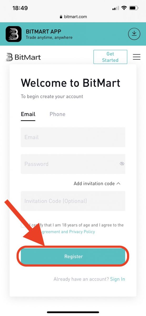 Slik registrerer du deg og setter inn i BitMart