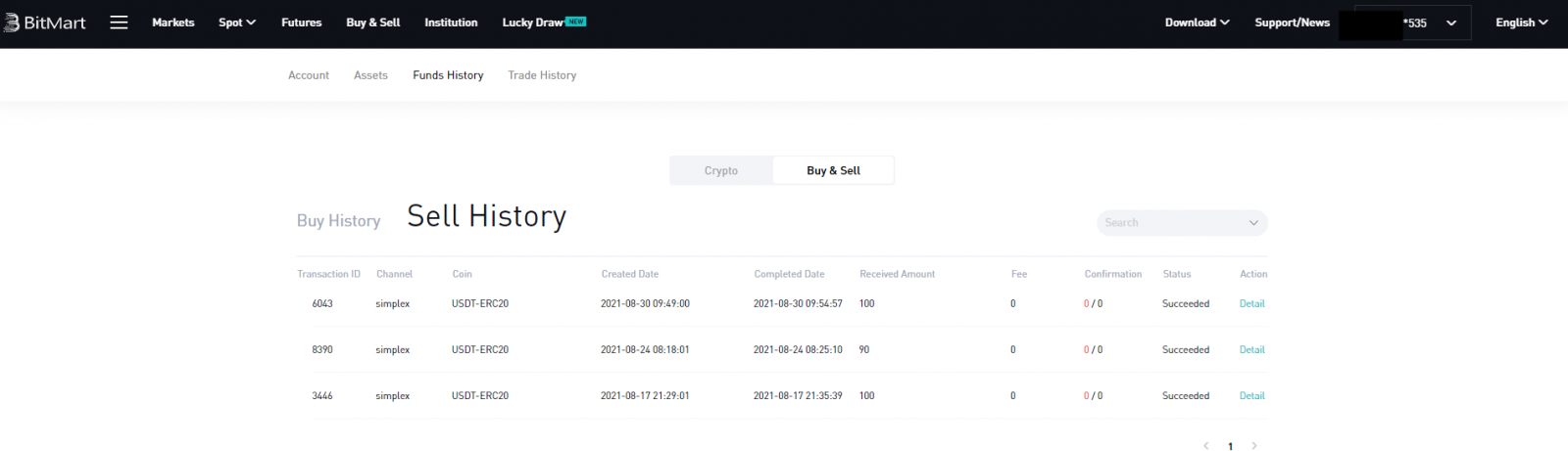 Як продавати монети за допомогою Simplex у BitMart