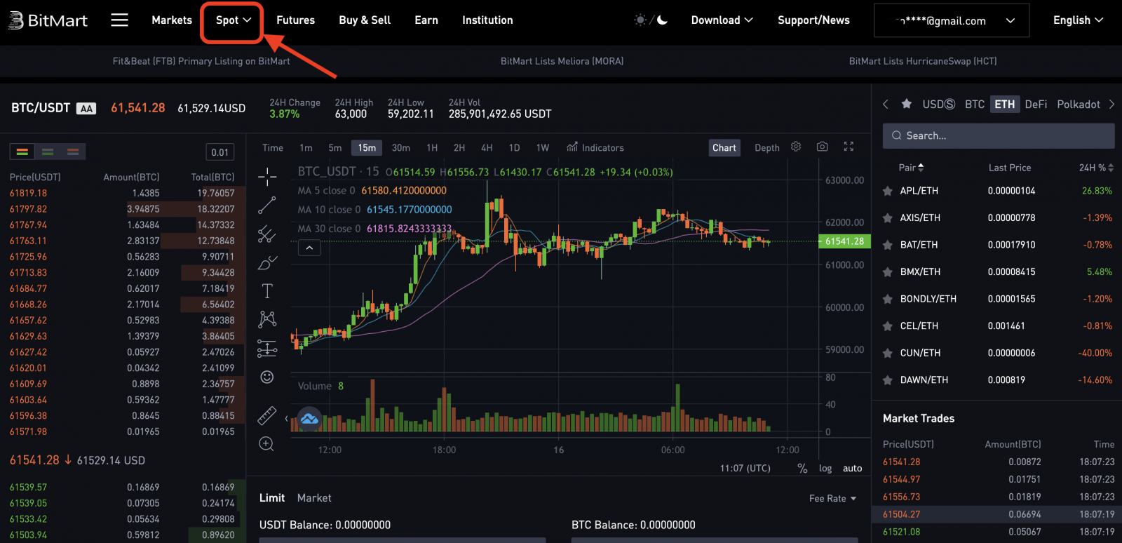 Slik setter du inn og handler i BitMart Slik setter du inn og handler i BitMart