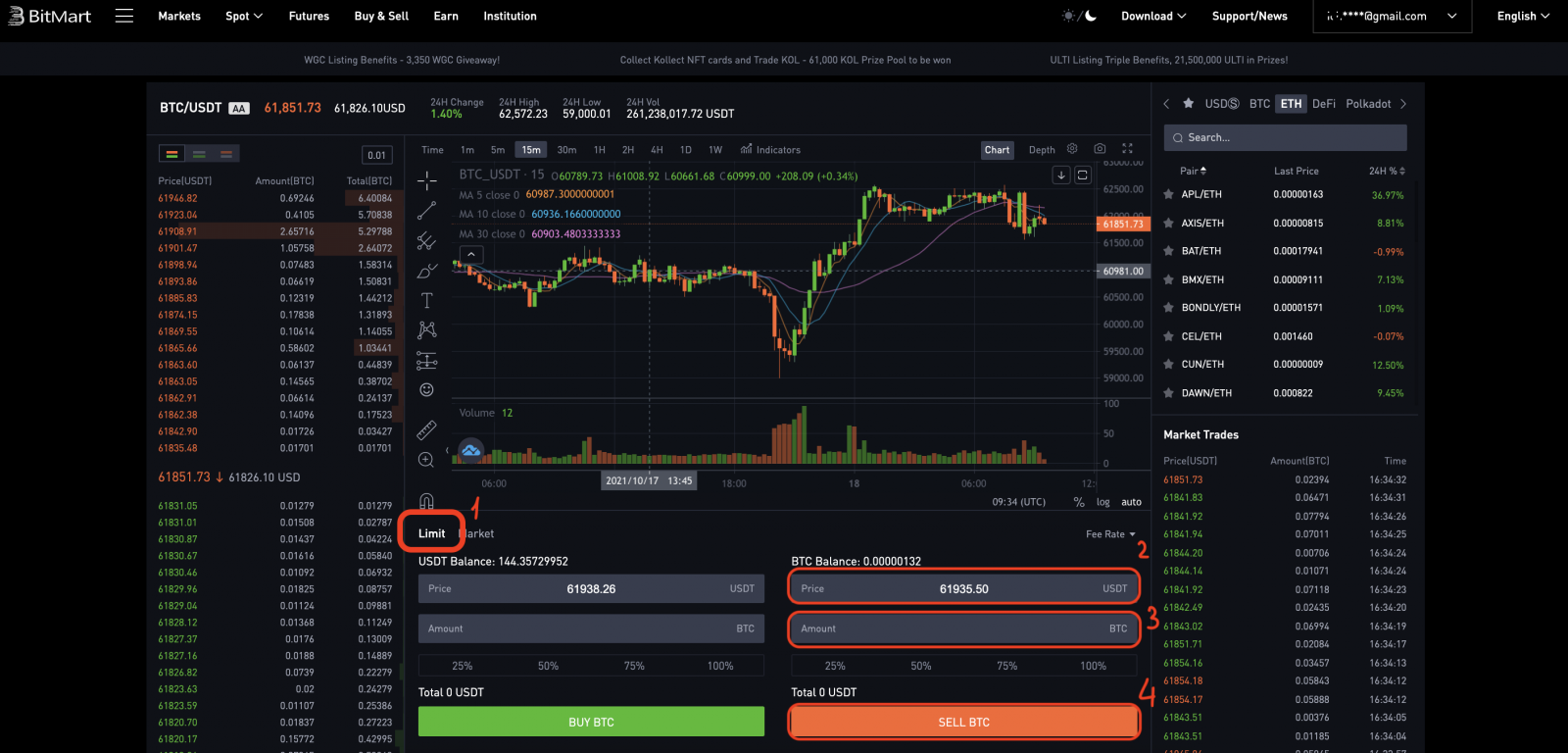 Slik setter du inn og handler i BitMart Slik setter du inn og handler i BitMart