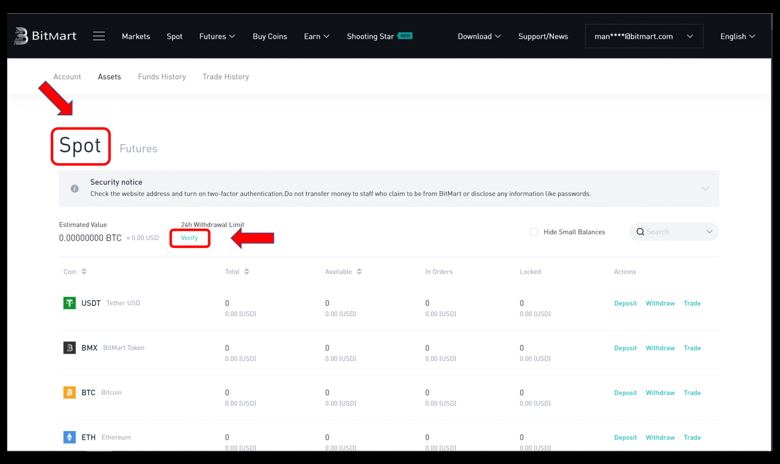 How to Verify Account in BitMart